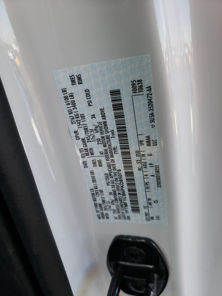 2023 FORD F150 VIN:1FTMF1CB6PKD85078