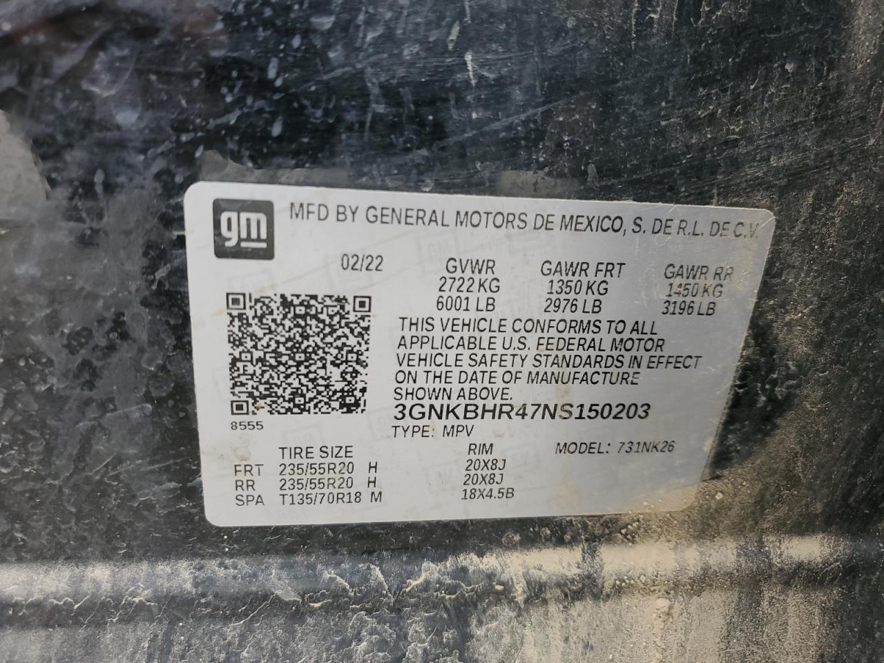 2022 CHEVROLET BLAZER 2LT VIN:63148653