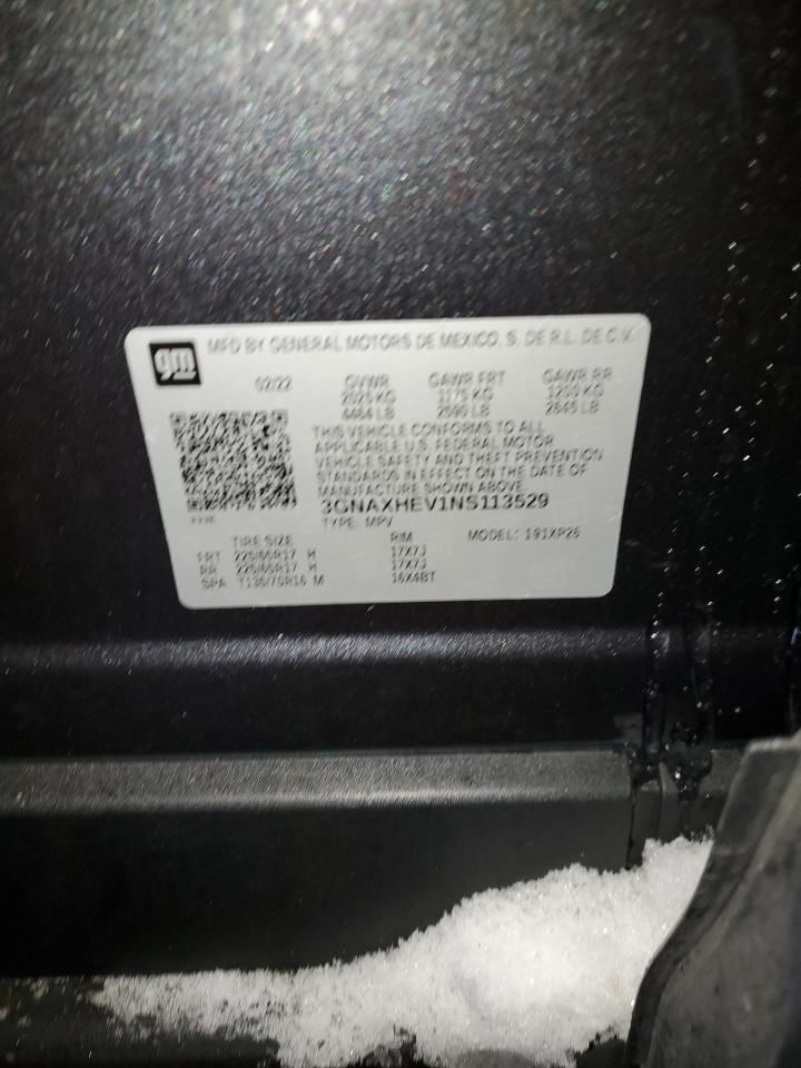 2022 CHEVROLET EQUINOX LS VIN:3GNAXHEV1NS113529