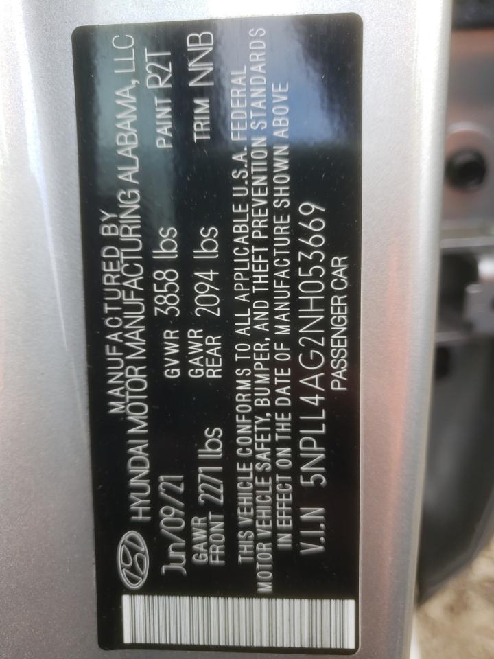 2022 HYUNDAI ELANTRA SE VIN:5NPLL4AG2NH053669