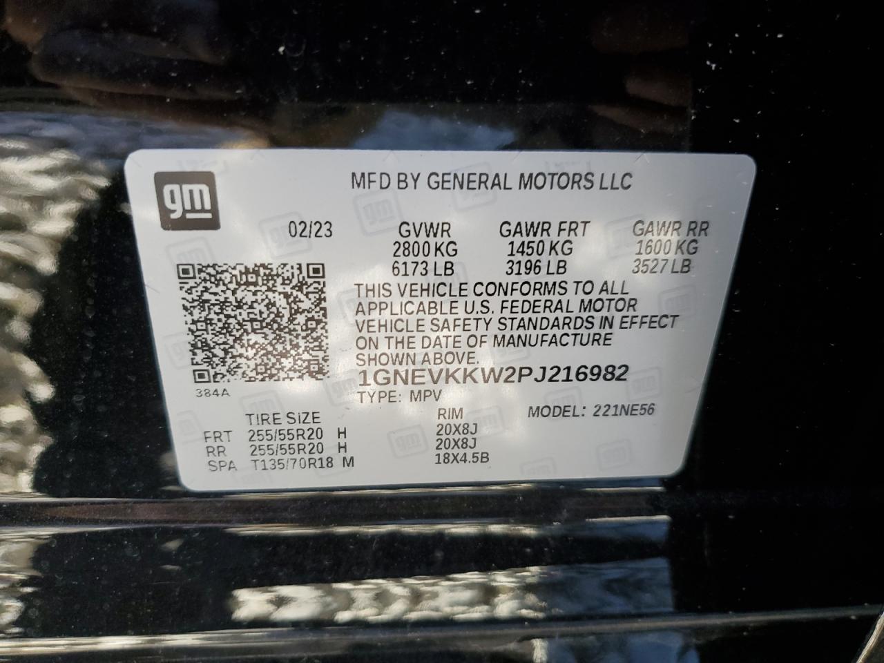 2023 CHEVROLET TRAVERSE PREMIER VIN:1GNEVKKW2PJ216982