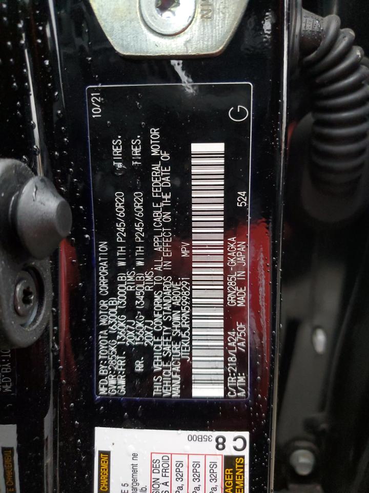 2022 TOYOTA 4RUNNER LIMITED VIN:JTEKU5JR9N5998291