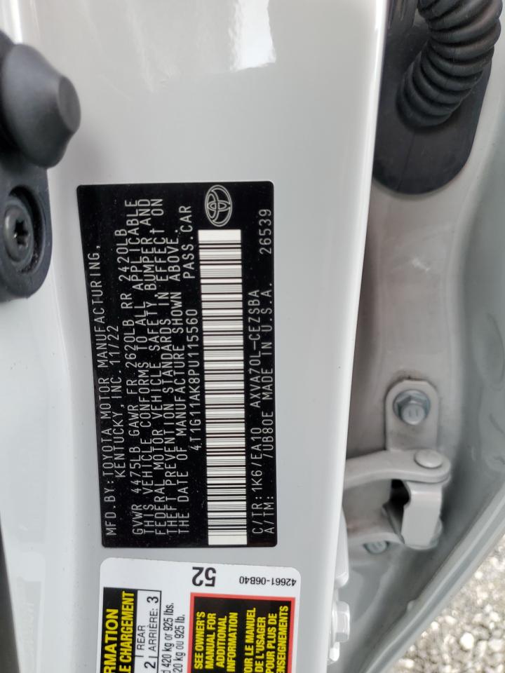 2023 TOYOTA CAMRY SE NIGHT SHADE VIN:4T1G11AK8PU115560