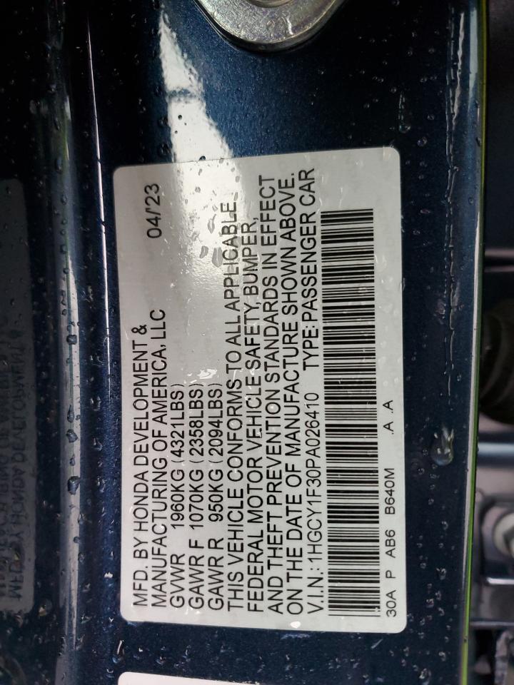 2023 HONDA ACCORD EX VIN:1HGCY1F30PA026410