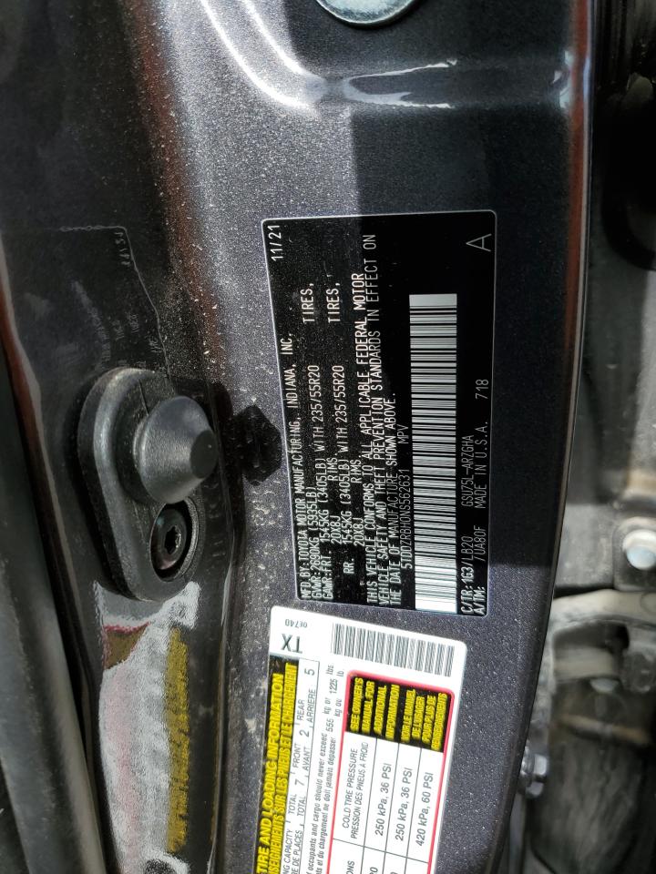 2022 TOYOTA HIGHLANDER LIMITED VIN:5TDDZRBH0NS562631