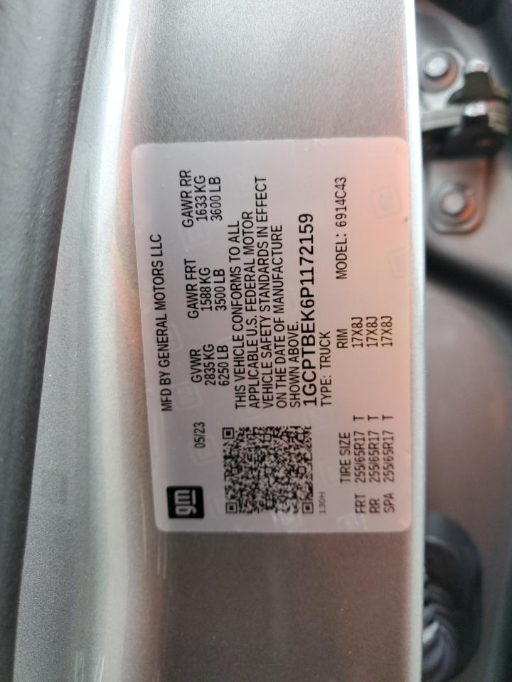 2023 CHEVROLET COLORADO VIN:1GCPTBEK6P1172159