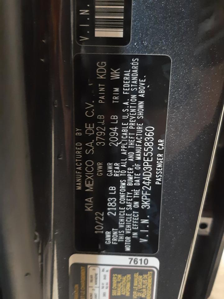 2023 KIA FORTE LX VIN:3KPF24AD3PE558360