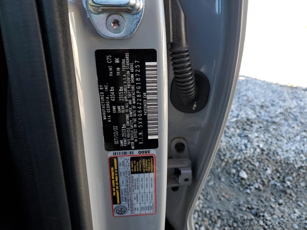 2023 KIA K5 GT LINE VIN:5XXG64J28PG187257