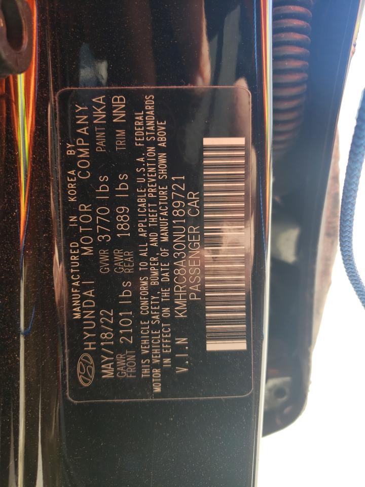 2022 HYUNDAI VENUE SEL VIN:KMHRC8A30NU189721