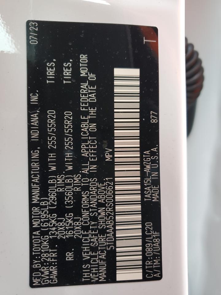 2024 TOYOTA GRAND HIGHLANDER XLE VIN:5TDAAAB52RS006621