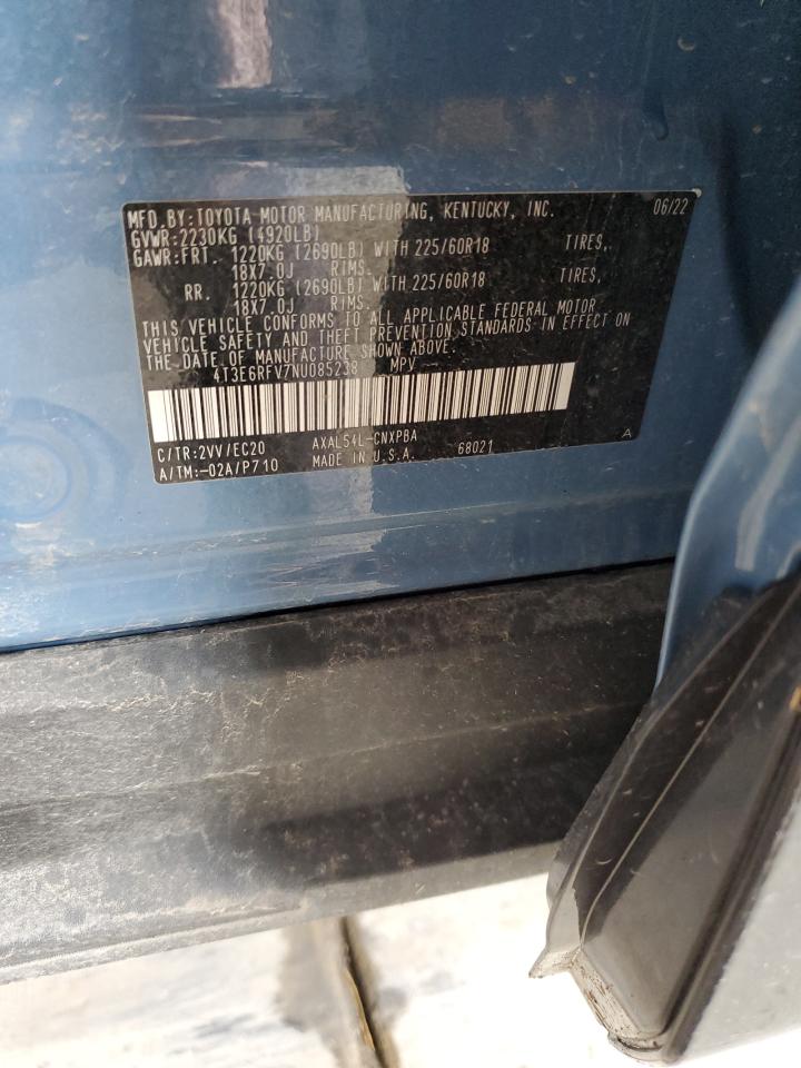 2022 TOYOTA RAV4 XSE VIN:4T3E6RFV7NU085238