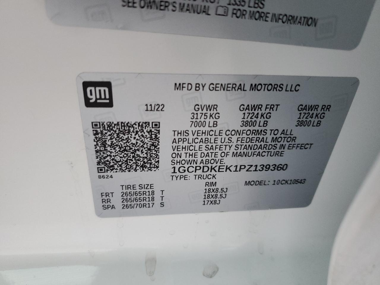 2023 CHEVROLET SILVERADO K1500 LT-L VIN:1GCPDKEK1PZ139360