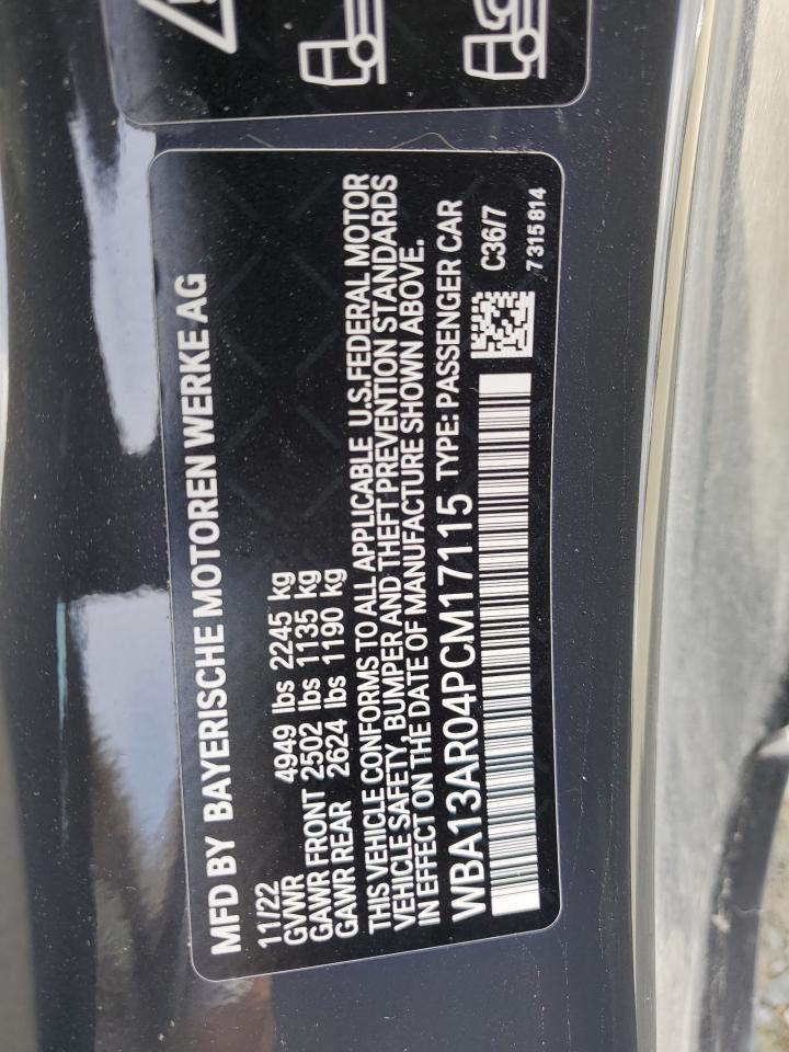 2023 BMW M440XI VIN:WBA13AR04PCM17115