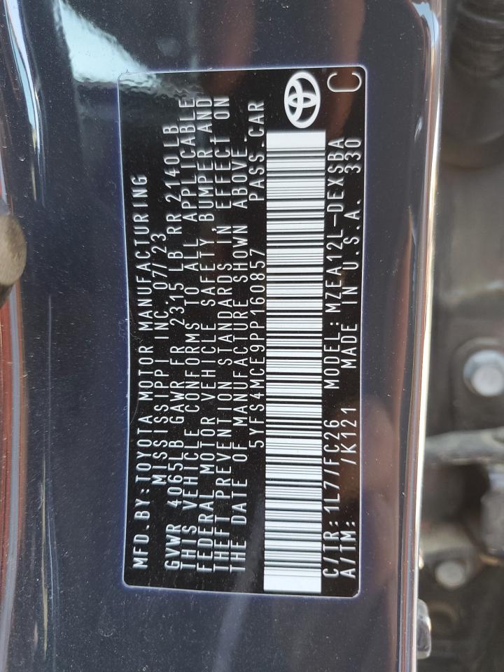 2023 TOYOTA COROLLA SE VIN:5YFS4MCE9PP160857