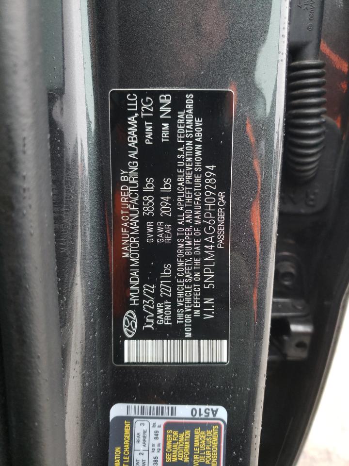 2023 HYUNDAI ELANTRA SEL VIN:5NPLM4AG6PH092894