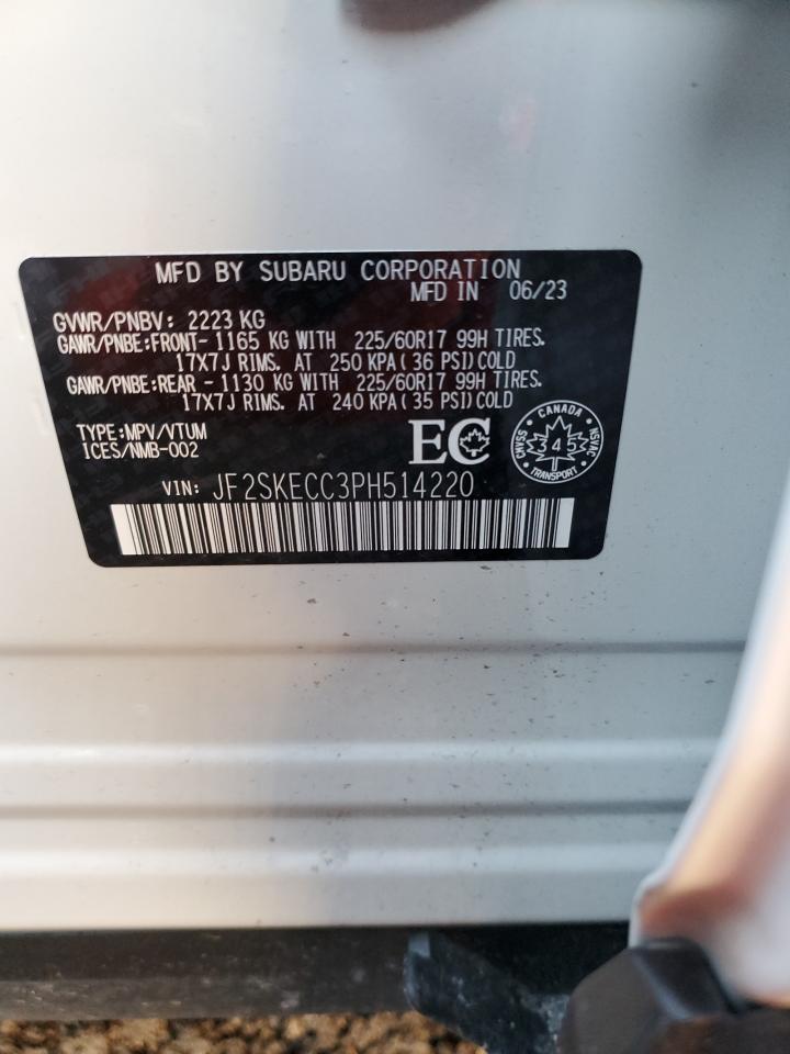 2023 SUBARU FORESTER VIN:JF2SKECC3PH514220