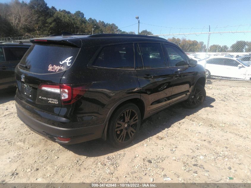 2022 HONDA PILOT BLACK EDITION VIN: 5FNYF6H76NB025967