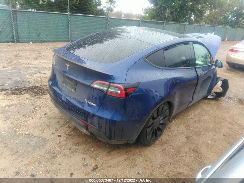 2022 TESLA MODEL Y PERFORMANCE VIN: 7SAYGDEF0NF539801