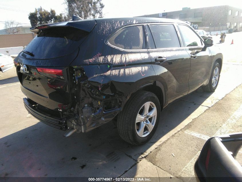 2022 TOYOTA HIGHLANDER LE VIN: 5TDZZRAH9NS540005