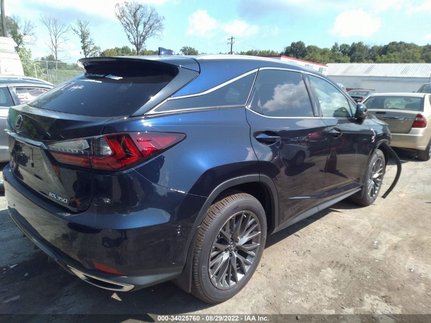 2022 LEXUS RX RX 350 F SPORT APPEARANCE VIN: 2T2SZMDA0NC337611