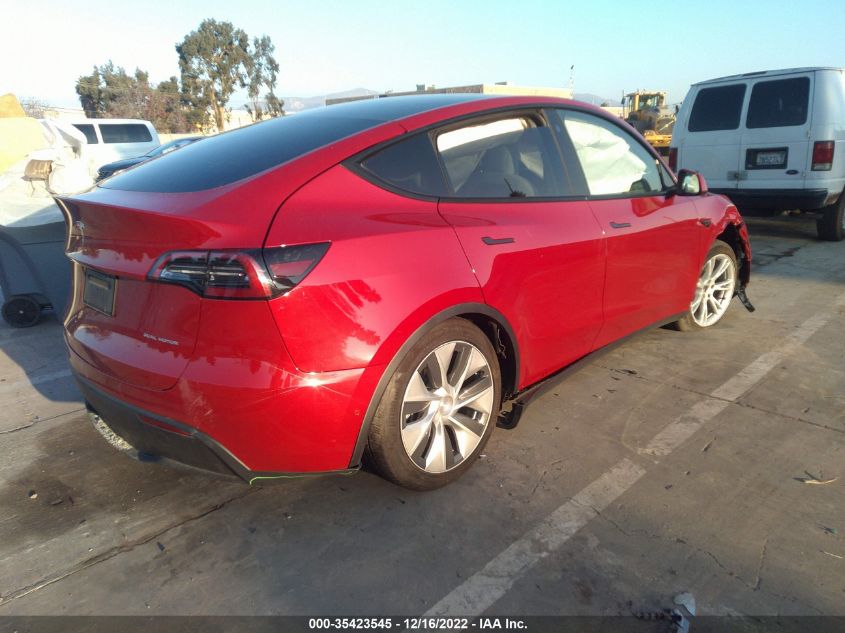 2022 TESLA MODEL Y LONG RANGE VIN: 7SAYGDEE8NF380548