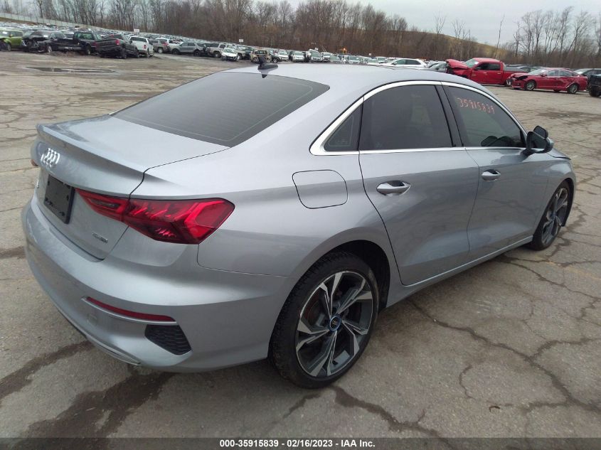 2022 AUDI A3 SEDAN PREMIUM VIN: WAUGUDGY0NA064446