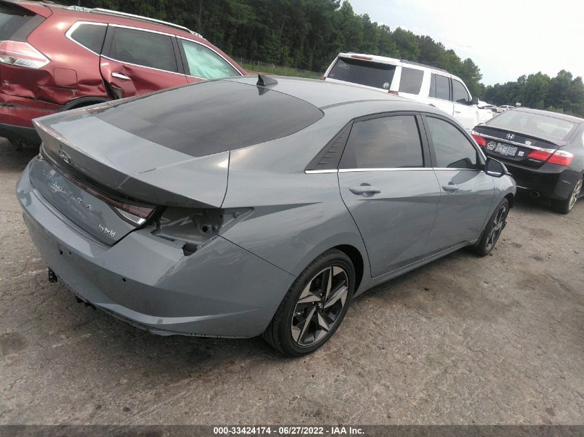 2022 HYUNDAI ELANTRA HYBRID LIMITED VIN: KMHLN4AJXNU021172