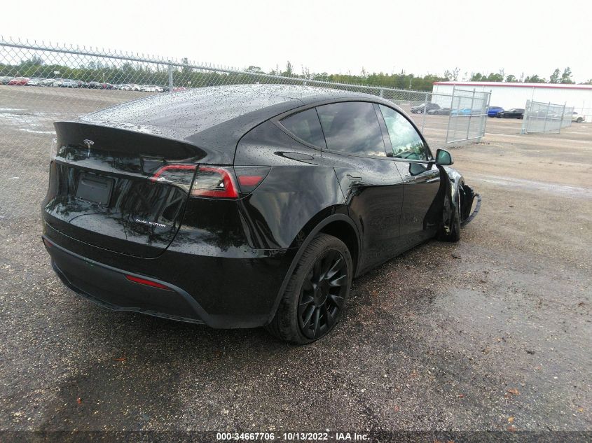 2022 TESLA MODEL Y LONG RANGE VIN: 7SAYGDEE5NA006167