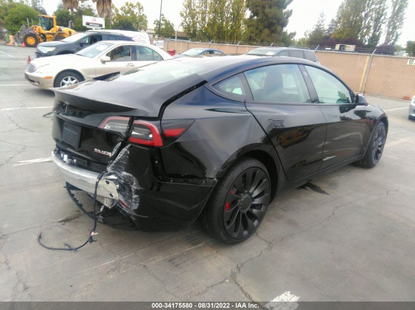2022 TESLA MODEL 3 PERFORMANCE VIN: 5YJ3E1EC7NF143379