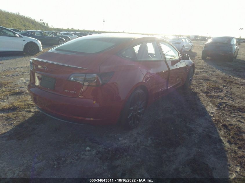 2022 TESLA MODEL 3 PERFORMANCE VIN: 5YJ3E1EC8NF317704