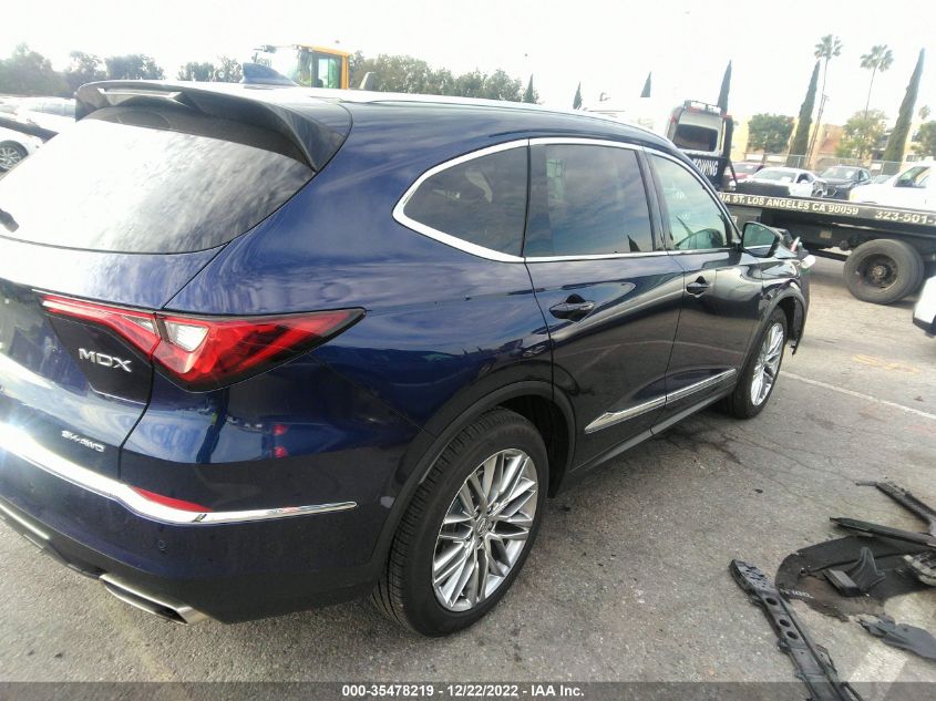 2022 ACURA MDX W/ADVANCE PACKAGE VIN: 5J8YE1H84NL044689
