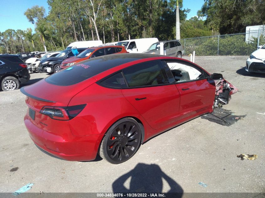 2022 TESLA MODEL 3 PERFORMANCE VIN: 5YJ3E1EC7NF268026