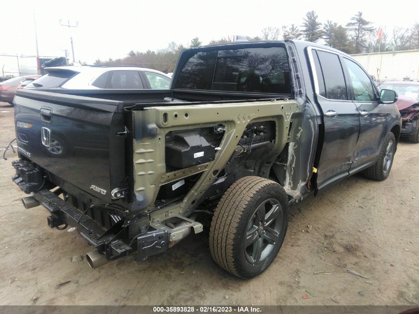 2022 HONDA RIDGELINE RTL-E VIN: 5FPYK3F73NB017779