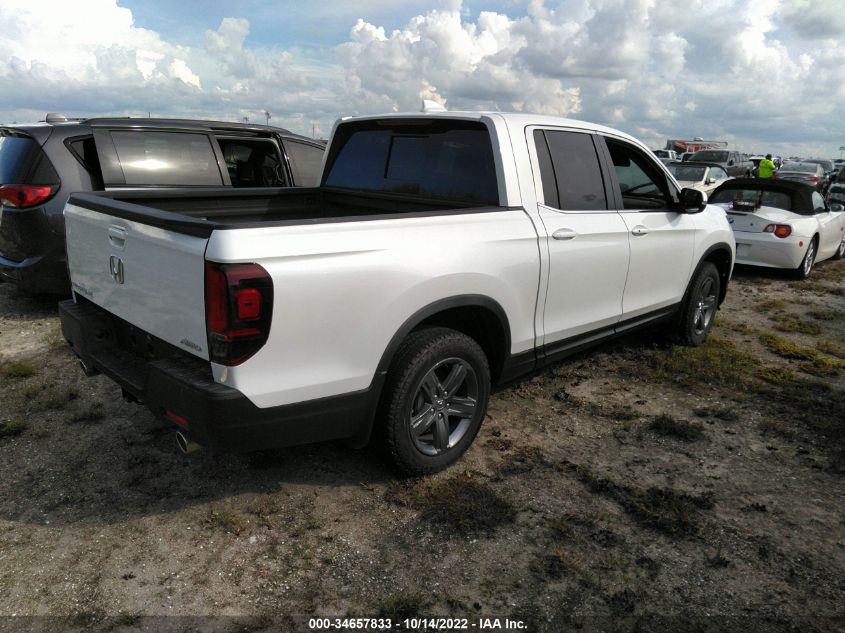 2022 HONDA RIDGELINE RTL VIN: 5FPYK3F5XNB037378
