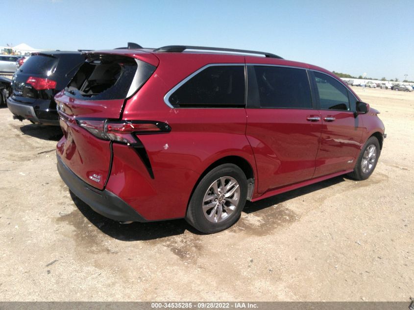 2021 TOYOTA SIENNA XLE VIN: 5TDJRKEC8MS027054