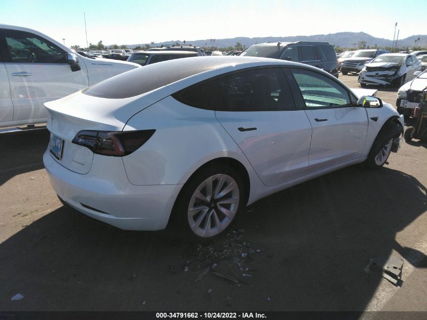 2022 TESLA MODEL 3 LONG RANGE VIN: 5YJ3E1EB8NF278619