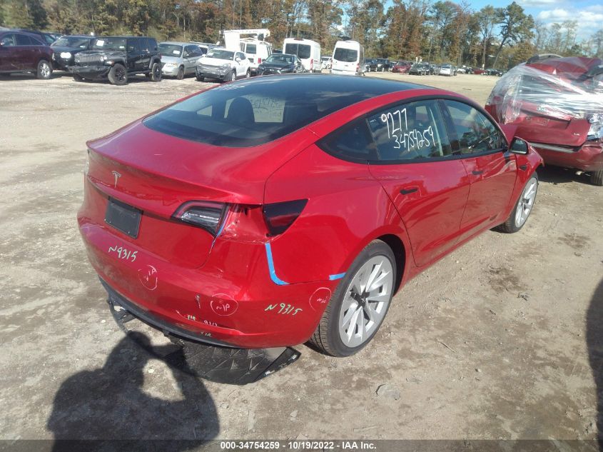 2022 TESLA MODEL 3 VIN: 5YJ3E1EA0NF287421
