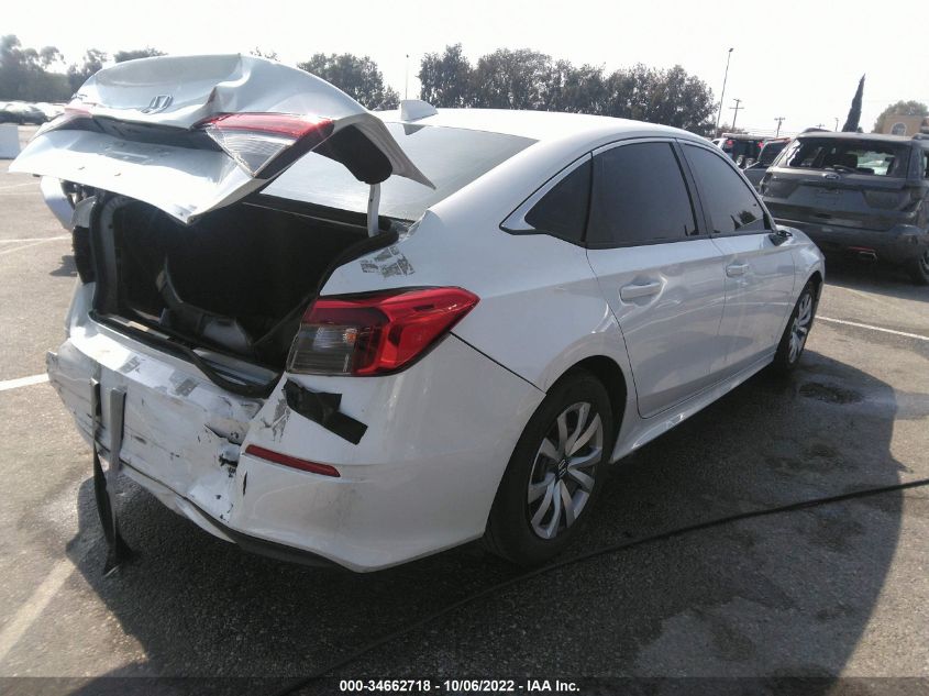 2022 HONDA CIVIC SEDAN LX VIN: 2HGFE2F22NH536663