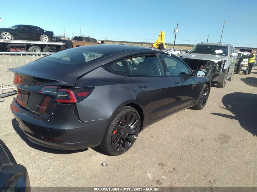 2022 TESLA MODEL 3 PERFORMANCE VIN: 5YJ3E1EC0NF306437