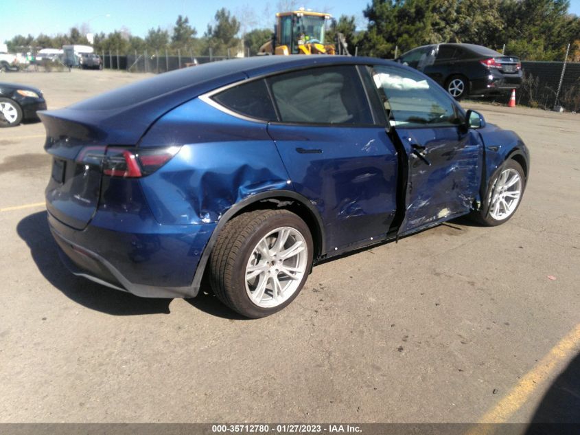 2022 TESLA MODEL Y LONG RANGE VIN: 7SAYGDEE0NF442394