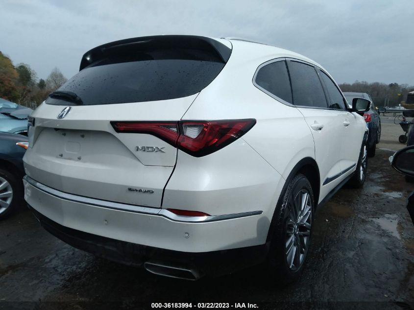 2022 ACURA MDX W/ADVANCE PACKAGE VIN: 5J8YE1H86NL001701