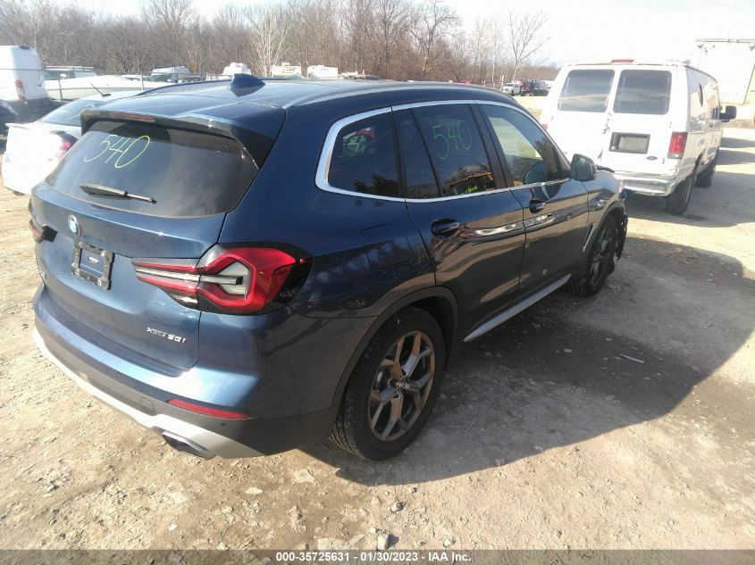 2022 BMW X3 XDRIVE30I VIN: 5UX53DP06N9K59636