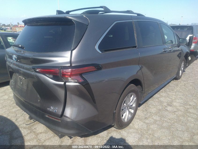 2022 TOYOTA SIENNA XLE VIN: 5TDYRKEC6NS077645