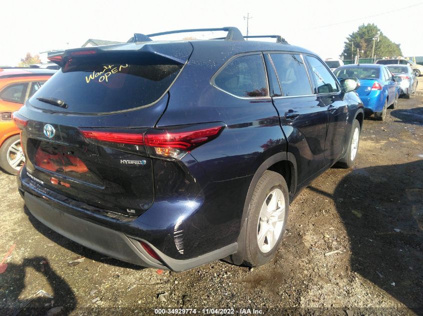 2021 TOYOTA HIGHLANDER HYBRID LE VIN: 5TDBBRCHXMS047287