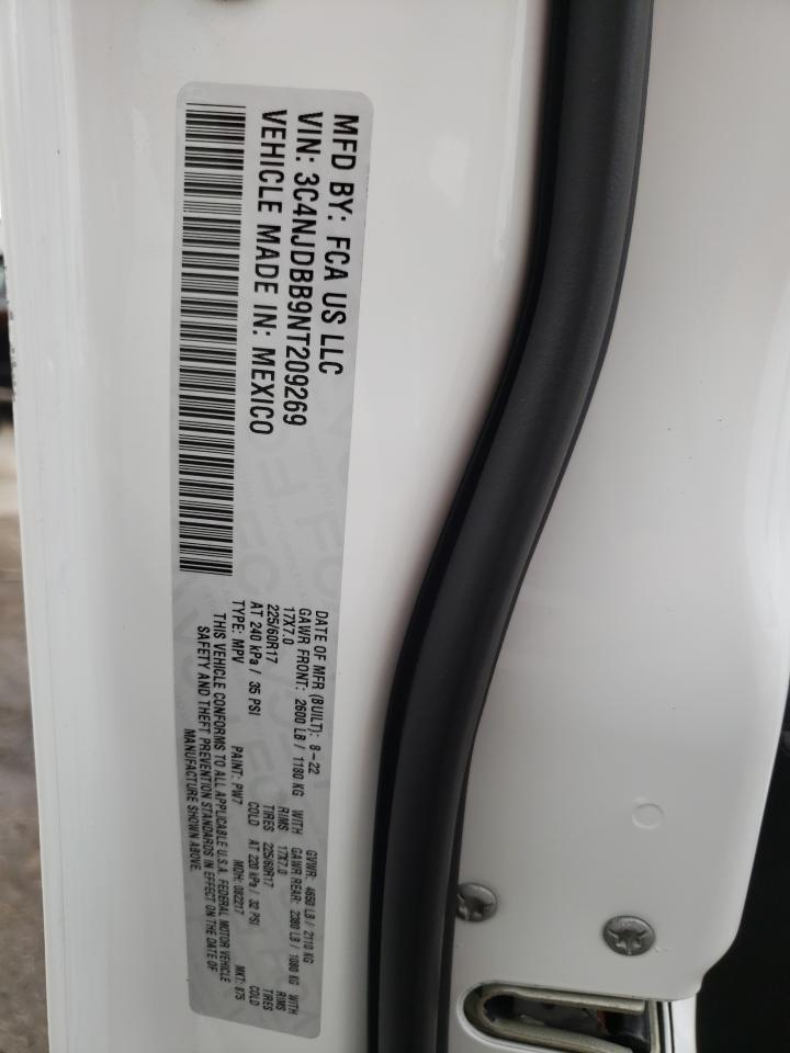 2022 JEEP COMPASS LATITUDE VIN:3C4NJDBB9NT209269