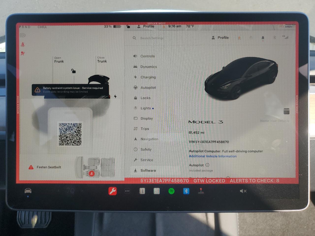 2023 TESLA MODEL 3 VIN:5YJ3E1EA7PF458670