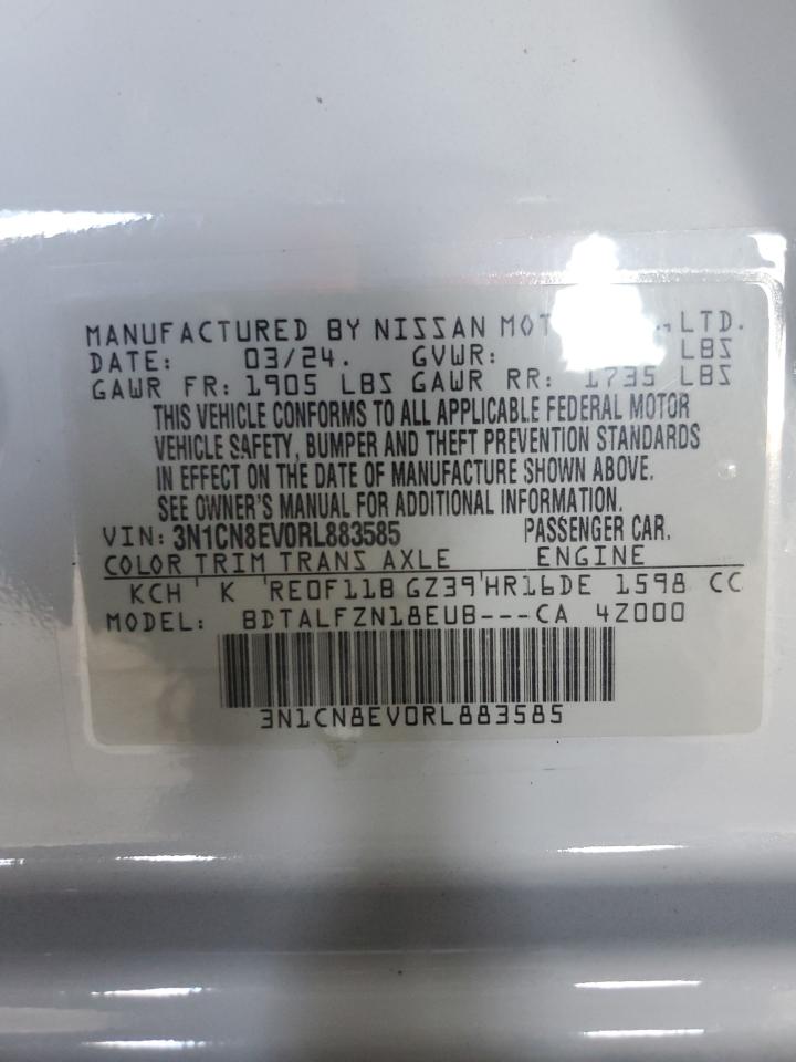 2024 NISSAN VERSA SV VIN:3N1CN8EV0RL883585