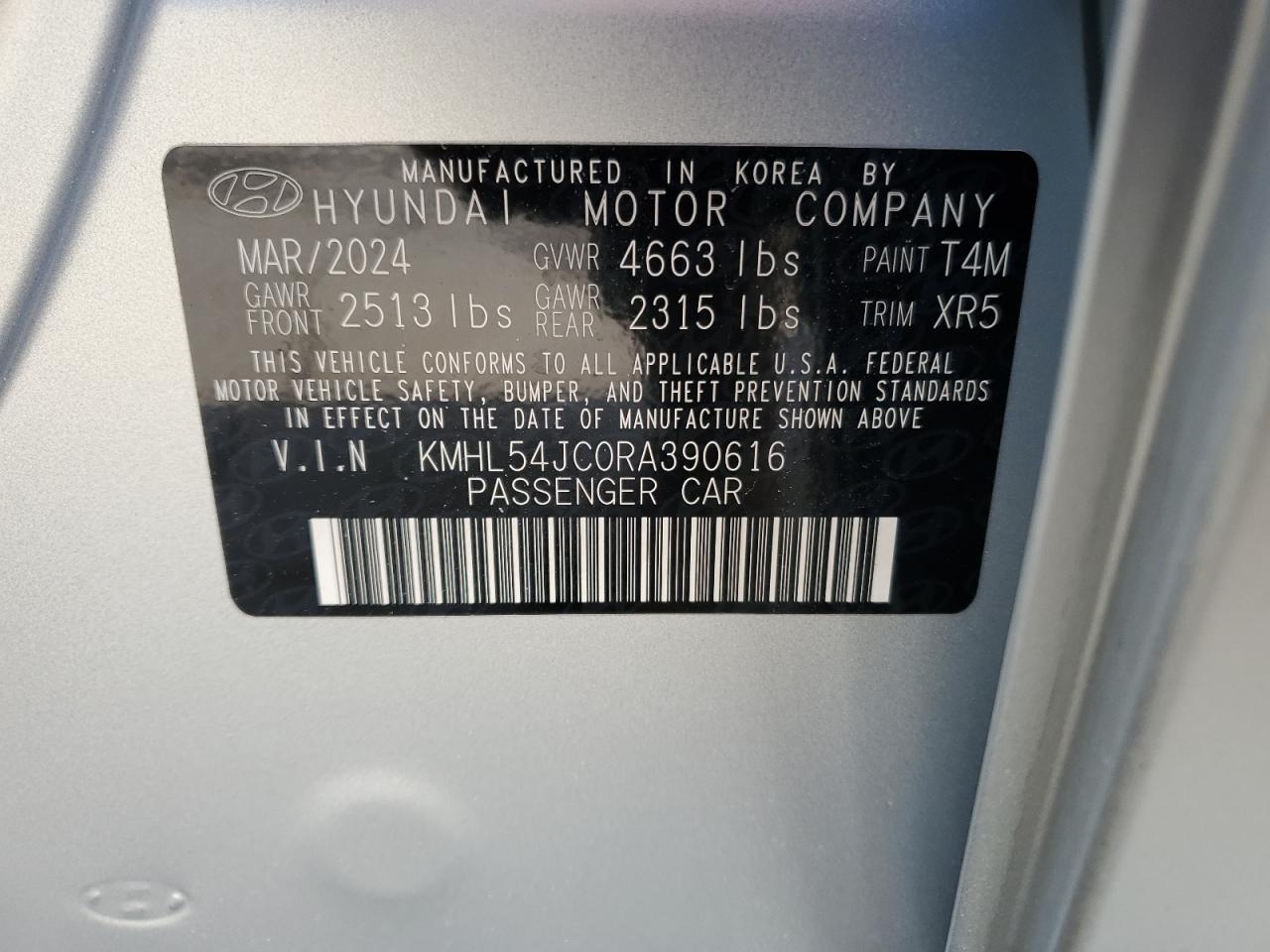2024 HYUNDAI SONATA N LINE VIN:KMHL54JC0RA390616