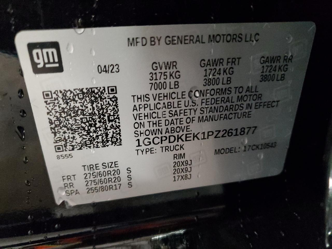 2023 CHEVROLET SILVERADO K1500 LT-L VIN:1GCPDKEK1PZ261877