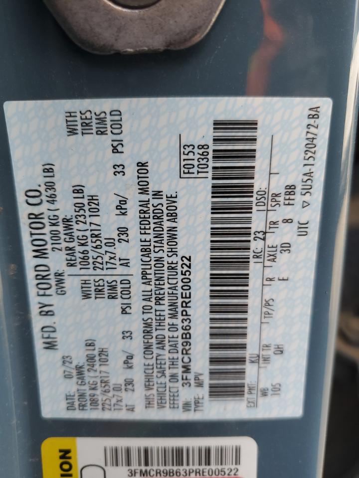 2023 FORD BRONCO SPORT BIG BEND VIN:3FMCR9B63PRE00522